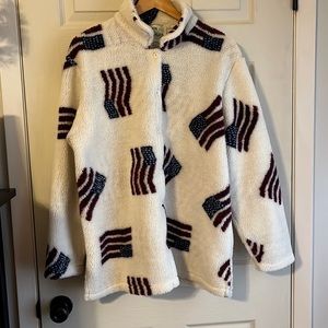 Vintage Quacker Factory American Flag fleece jacket